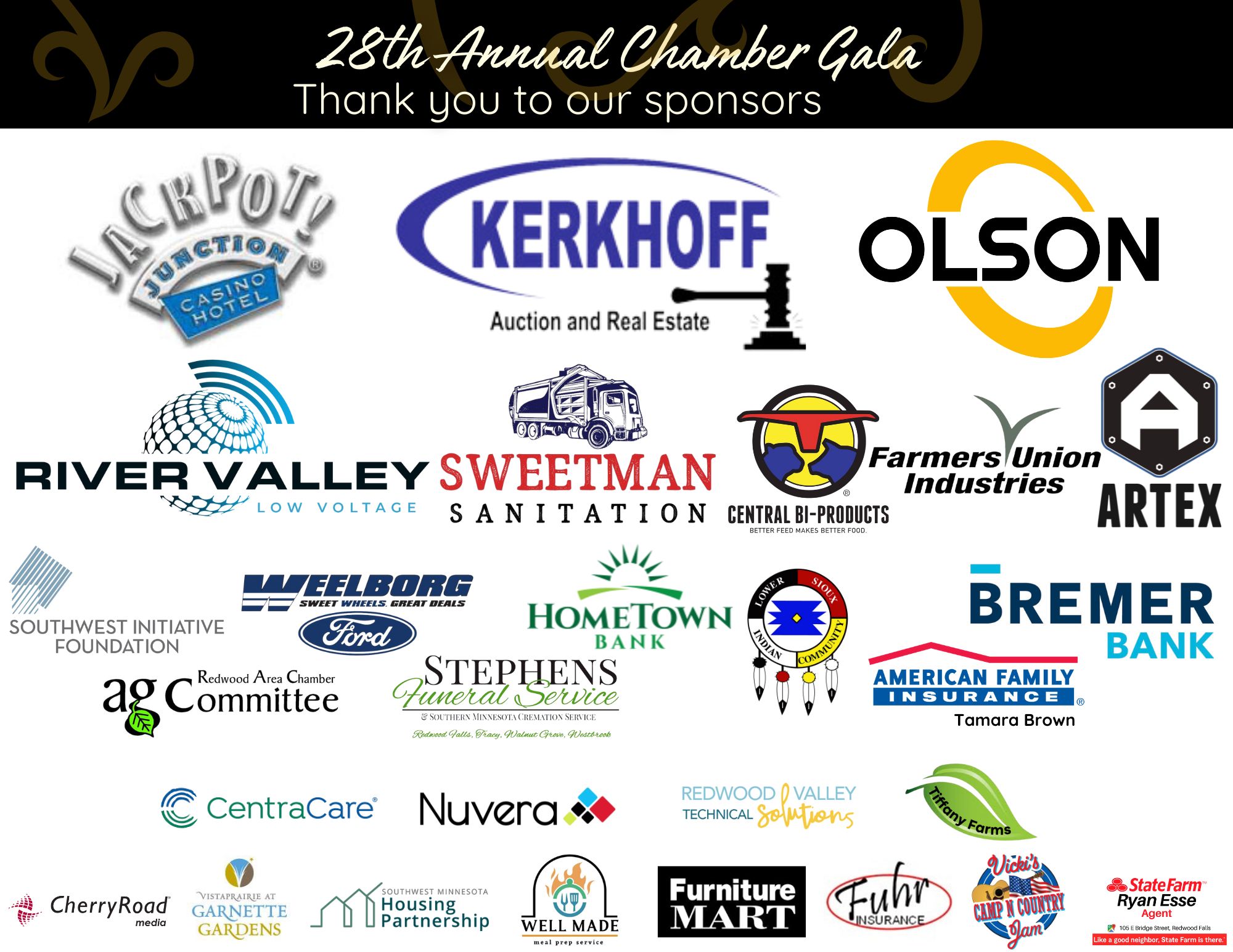 2025 Sponsor Logos for Annual Chamber Dinner